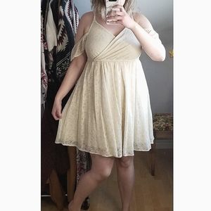 Cream Lace Off Shoulder Dress